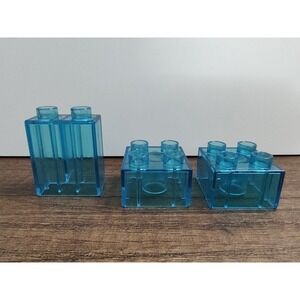 Transparent Blue Duplo Building Block Lot  Two 2 x 2 One 2x1 B11